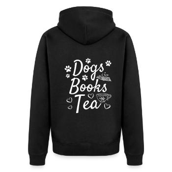 Dogs Books Tea Book Reading Book Lover Dog Owner - Unisex Premium Bio Zip Hoodie - Schwarz - Hinten - Nico (187cm)