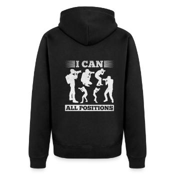 Fotograf Ich kann alle Positionen der Fotografie - Unisex Premium Bio Zip Hoodie - Schwarz - Hinten - Nico (187cm)