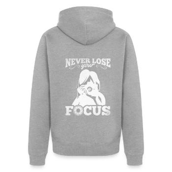 Fotografenkamera Lustiger Fotograf Verliere nie - Unisex Premium Bio Zip Hoodie - Grau meliert - Hinten - Nico (187cm)