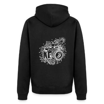 Fotografie-Fotokamera mit Blumen Kamera-Fotograf - Unisex Premium Bio Zip Hoodie - Schwarz - Hinten - Nico (187cm)