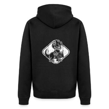 Dino Photography Dinosaurier Lustiger Fotograf - Unisex Premium Bio Zip Hoodie - Schwarz - Hinten - Nico (187cm)