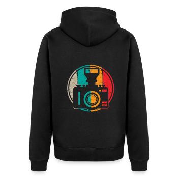 Photographie Caméra Photographe Rétro Caméra Photographie - Veste à capuche bio Premium Unisexe - noir - Dos - Nico (187cm)