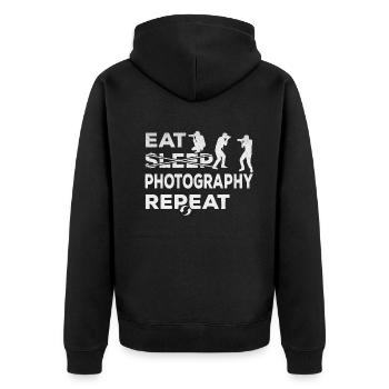 Photography Lovers Eating Sleep Photography - Unisex Premium Organic Zip Hoodie - black - Back - Nico (187cm)