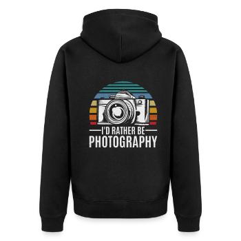 Photographe Photographe Je préfère - Veste à capuche bio Premium Unisexe - noir - Dos - Nico (187cm)