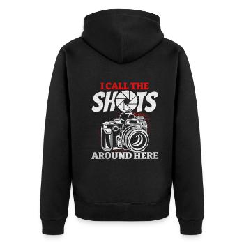 Foto Ich nenne das Sagen hier - Lustiger Fotograf - Unisex Premium Bio Zip Hoodie - Schwarz - Hinten - Nico (187cm)