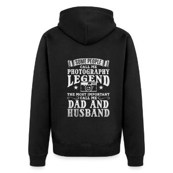 Foto Daddy Photography Vater Und Ehemann Fotograf - Unisex Premium Bio Zip Hoodie - Schwarz - Hinten - Nico (187cm)