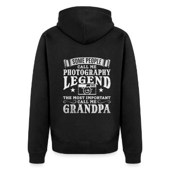 Foto Opa Photography Opa Fotograf - Unisex Premium Bio Zip Hoodie - Schwarz - Hinten - Nico (187cm)