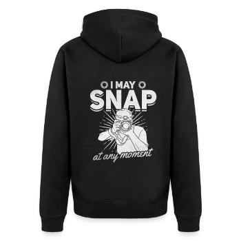 Fotografie, die ich jederzeit aufnehmen kann - - Unisex Premium Bio Zip Hoodie - Schwarz - Hinten - Nico (187cm)
