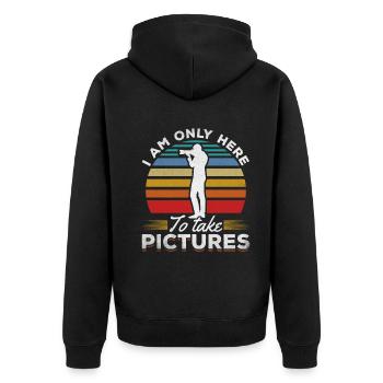 Photography I'm only here to take photos - Unisex Premium Organic Zip Hoodie - black - Back - Nico (187cm)