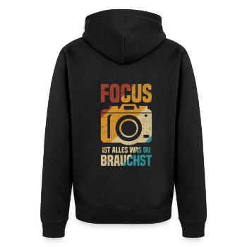 Fotografen Focus ist alles was du brauchst Kamera - Unisex Premium Bio Zip Hoodie - Schwarz - Hinten - Nico (187cm)