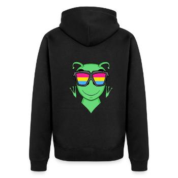Pansexual Alien - Alien avec des lunettes - Veste à capuche bio Premium Unisexe - noir - Dos - Nico (187cm)
