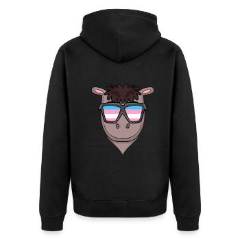 Transgender Transsexuell Pferd Geschenk - Unisex Premium Bio Zip Hoodie - Schwarz - Hinten - Nico (187cm)