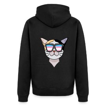 Transgender Transsexuell Japanese Bobtail Katze - Unisex Premium Bio Zip Hoodie - Schwarz - Hinten - Nico (187cm)