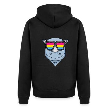 Pansexuell Nashorn - Nashorn mit Brille - Unisex Premium Bio Zip Hoodie - Schwarz - Hinten - Nico (187cm)