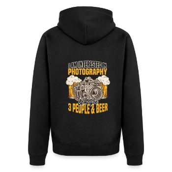 Ich interessiere mich für Fotografie & vielleicht - Unisex Premium Bio Zip Hoodie - Schwarz - Hinten - Nico (187cm)