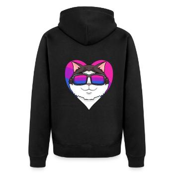 Bisexuell Ragdoll Katze - Ragdoll mit Brille - Unisex Premium Bio Zip Hoodie - Schwarz - Hinten - Nico (187cm)