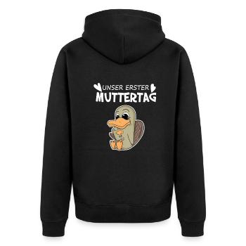 Muttertag Geschenk - Unisex Premium Bio Zip Hoodie - Schwarz - Hinten - Nico (187cm)