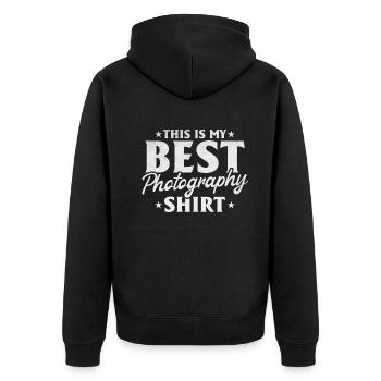 Photographer This is my best - Unisex Premium Organic Zip Hoodie - black - Back - Nico (187cm)