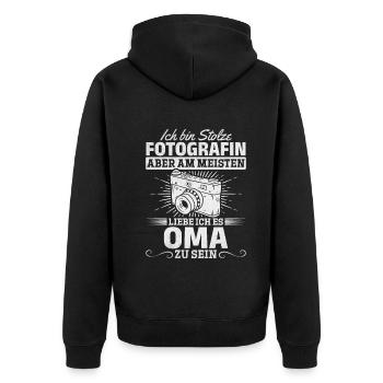 Oma Fotografin Oma Fotografie Ich bin Stolze - Unisex Premium Bio Zip Hoodie - Schwarz - Hinten - Nico (187cm)