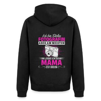 Mama Fotografin Mama Fotografie Ich bin Stolze - Unisex Premium Bio Zip Hoodie - Schwarz - Hinten - Nico (187cm)