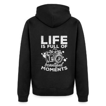 Photography life is full of beautiful moments - - Unisex Premium Organic Zip Hoodie - black - Back - Nico (187cm)