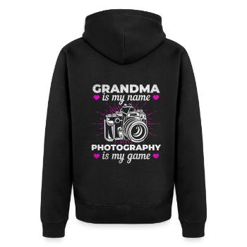 Grandma is my name Photography is my - Unisex Premium Organic Zip Hoodie - black - Back - Nico (187cm)
