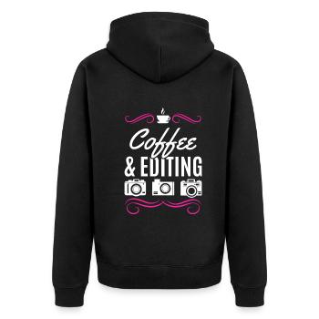 Photographie Café & Édition Photo Caméra Photographe - Veste à capuche bio Premium Unisexe - noir - Dos - Nico (187cm)