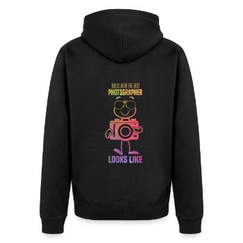 So sieht der beste Fotograf aus - Foto - Unisex Premium Bio Zip Hoodie - Schwarz - Hinten - Nico (187cm)