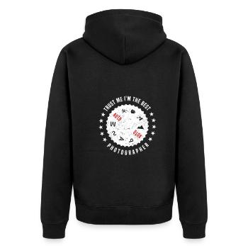 Photographie Photographie - Croyez-moi, je suis - Veste à capuche bio Premium Unisexe - noir - Dos - Nico (187cm)