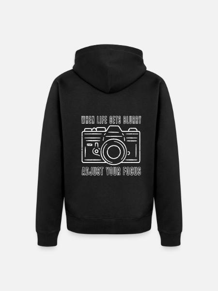 When life blurs, fit your - Unisex Premium Organic Zip Hoodie - black