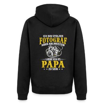 Fotokamera Kamera Fotografie Fotografen Papa - Unisex Premium Bio Zip Hoodie - Schwarz - Hinten - Nico (187cm)