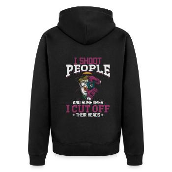 I shoot people, sometimes I cut - Unisex Premium Organic Zip Hoodie - black - Back - Nico (187cm)