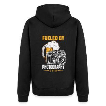 Photographe appareil photo motivé par la photographie & - Veste à capuche bio Premium Unisexe - noir - Dos - Nico (187cm)