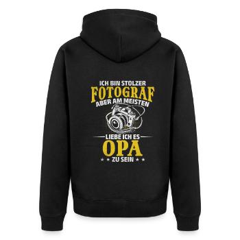 Fotokamera Kamera Fotografie Fotografen Opa - Unisex Premium Bio Zip Hoodie - Schwarz - Hinten - Nico (187cm)