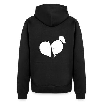 Coeur Amour Connexion Romantique - Veste à capuche bio Premium Unisexe - noir - Dos - Nico (187cm)