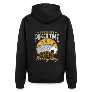 Poker Players I Need My Poker Time Every Day - Unisex Premium Organic Zip Hoodie - black - Back - Nico (187cm)