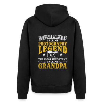 Fotografie Opa Fotograf Opa Foto - Unisex Premium Bio Zip Hoodie - Schwarz - Hinten - Nico (187cm)
