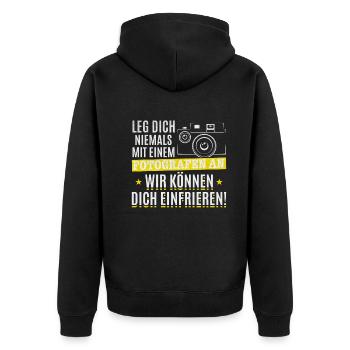 Fotograf Lustig Kamera Fotografie Lustiges - Unisex Premium Bio Zip Hoodie - Schwarz - Hinten - Nico (187cm)