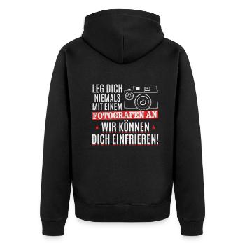 Fotograf Lustig Fotograf Fotografie Lustiges - Unisex Premium Bio Zip Hoodie - Schwarz - Hinten - Nico (187cm)