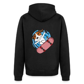 Hund Belgischer Schäferhund als Skater - Unisex Premium Bio Zip Hoodie - Schwarz - Hinten - Nico (187cm)