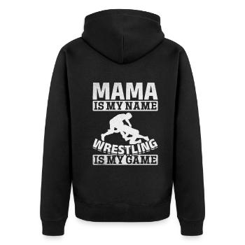 Wrestler Mama ist mein Name Wrestling ist mein - Unisex Premium Bio Zip Hoodie - Schwarz - Hinten - Nico (187cm)