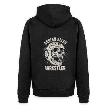 Kampfsport Ringen Wrestling Ringer I Cooler Alter - Unisex Premium Bio Zip Hoodie - Schwarz - Hinten - Nico (187cm)