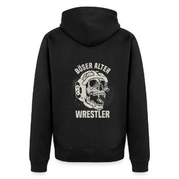 Kampfsport Ringen Wrestling Ringer - Böser Alter - Unisex Premium Bio Zip Hoodie - Schwarz - Hinten - Nico (187cm)
