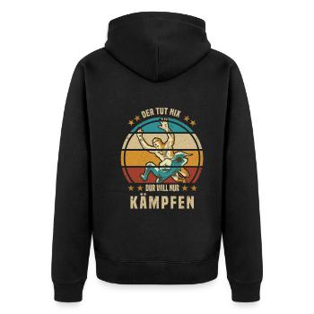 Ringer I Der Tut Nix Der Will Nur Kämpfen - Unisex Premium Bio Zip Hoodie - Schwarz - Hinten - Nico (187cm)