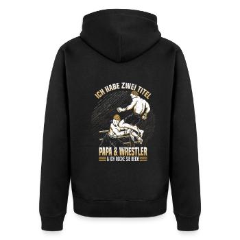 Ringer Kampfsport Ringen Ich Habe Zwei Titel Papa - Unisex Premium Bio Zip Hoodie - Schwarz - Hinten - Nico (187cm)