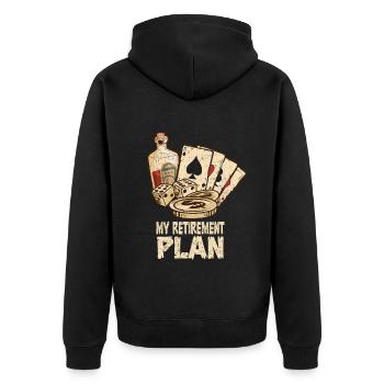 Altersvorsorge für Pokerspieler beim Poker - Unisex Premium Bio Zip Hoodie - Schwarz - Hinten - Nico (187cm)