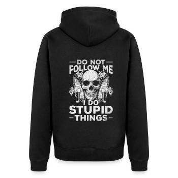Suivez-moi Je fais des choses stupides surfeur de planche de surf - Veste à capuche bio Premium Unisexe - noir - Dos - Nico (187cm)