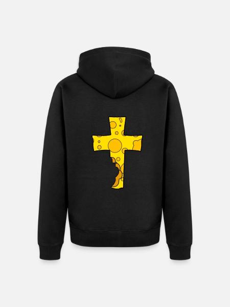 Cross symbol cheese - Unisex Premium Organic Zip Hoodie - black