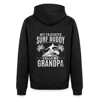 Surfen Mein Lieblings-Surfer-Kumpel nennt mich - Unisex Premium Bio Zip Hoodie - Schwarz - Hinten - Nico (187cm)