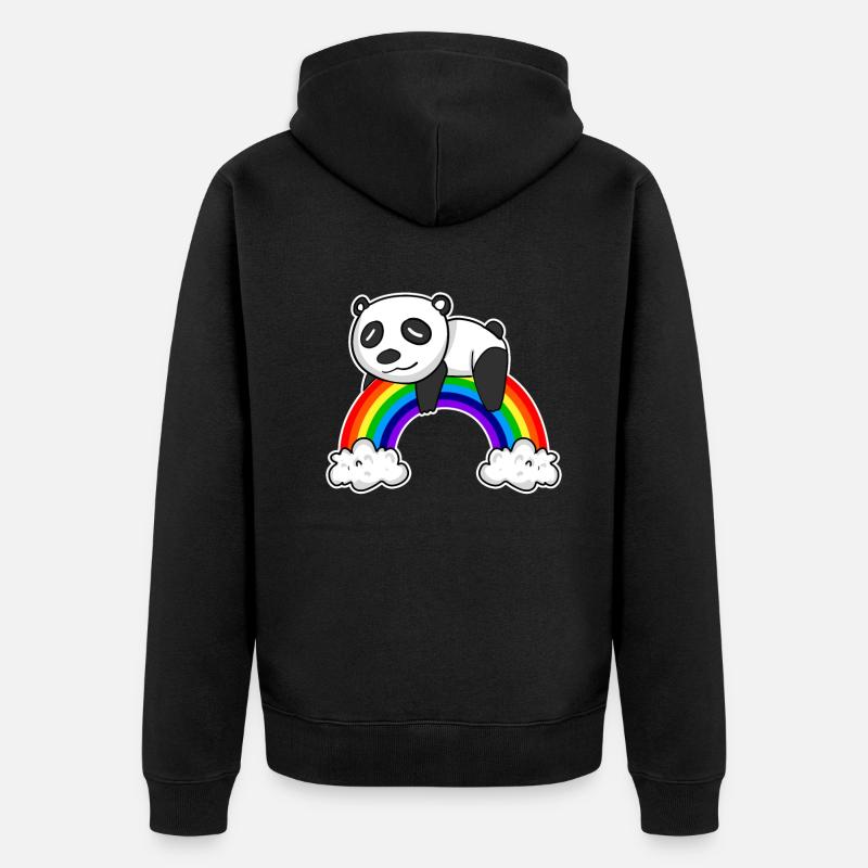 Panda arc-en-ciel - Veste à capuche bio Premium Unisexe - noir